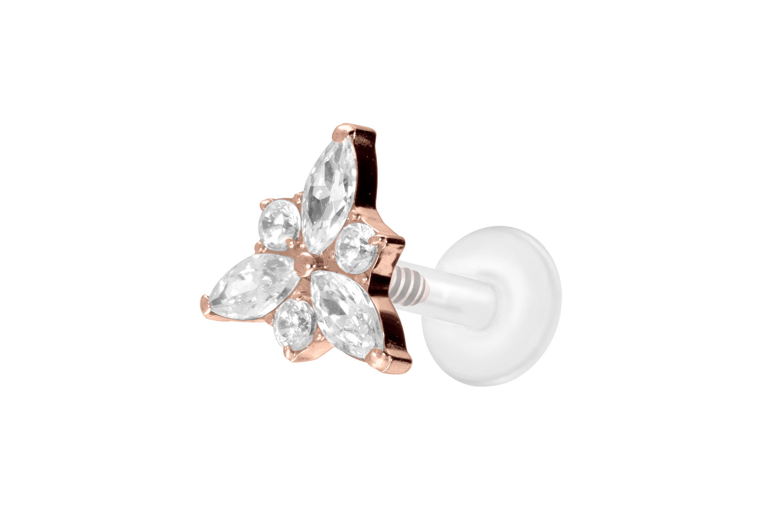 PTFE labret with internal thread + titanium attachment CRYSTAL BLOSSOM