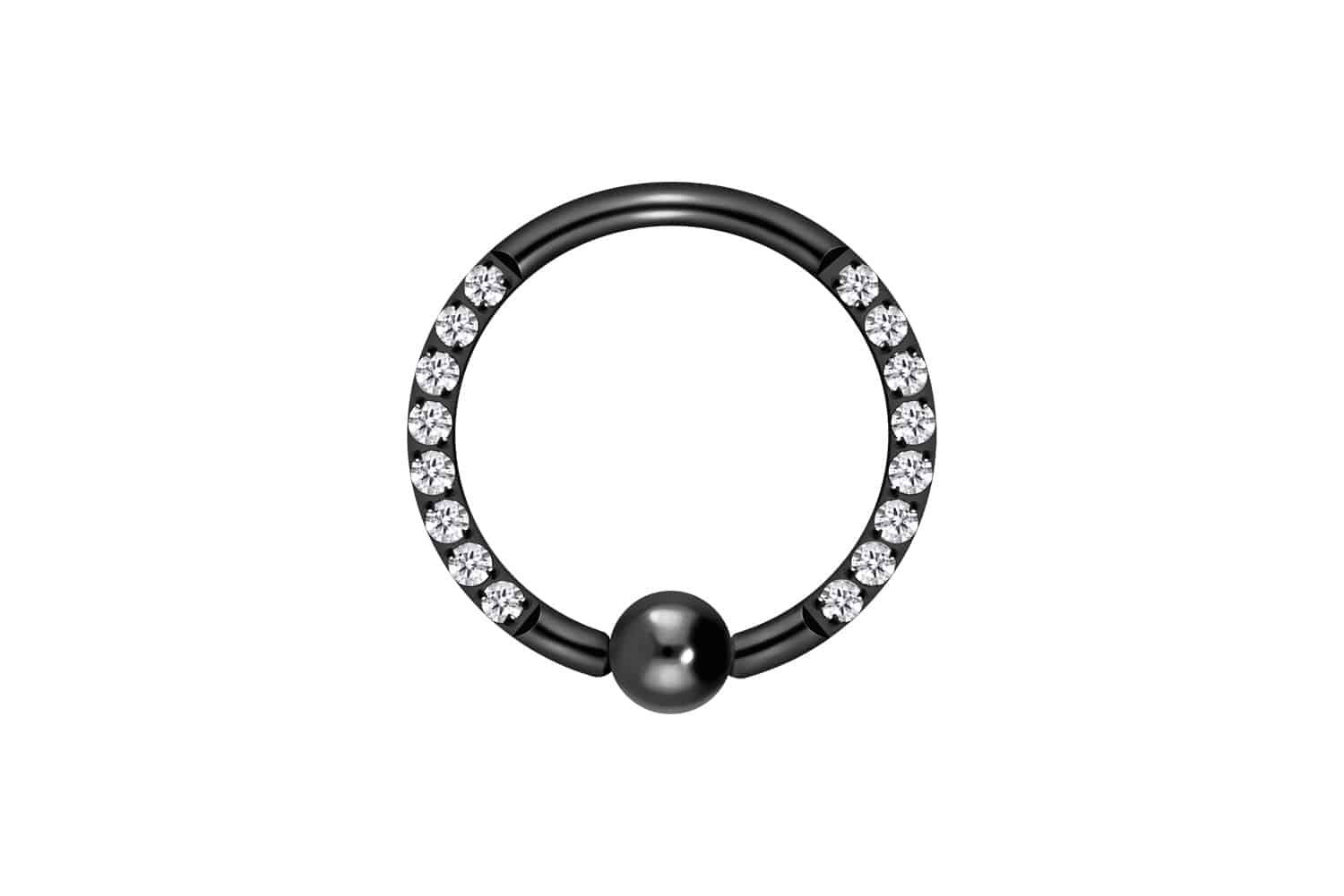 Titanium ball closure ring SETTED CRYSTALS