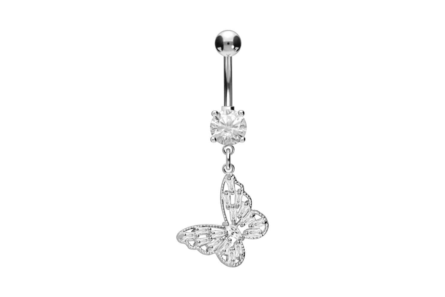 Surgical steel bananabell with brass design CRYSTAL BUTTERFLY ++SALE++