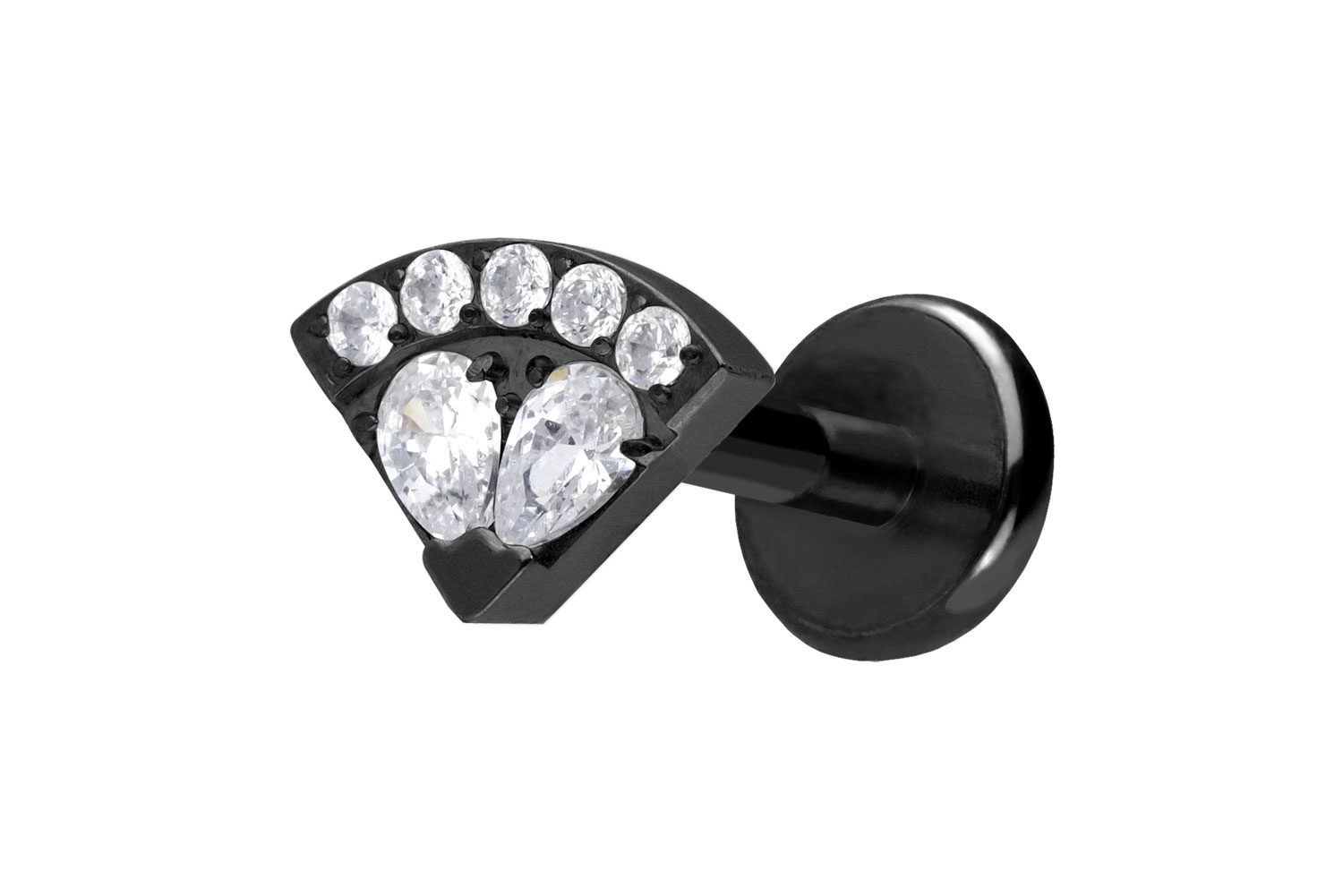 Titanium labret with push fit CRYSTAL FAN