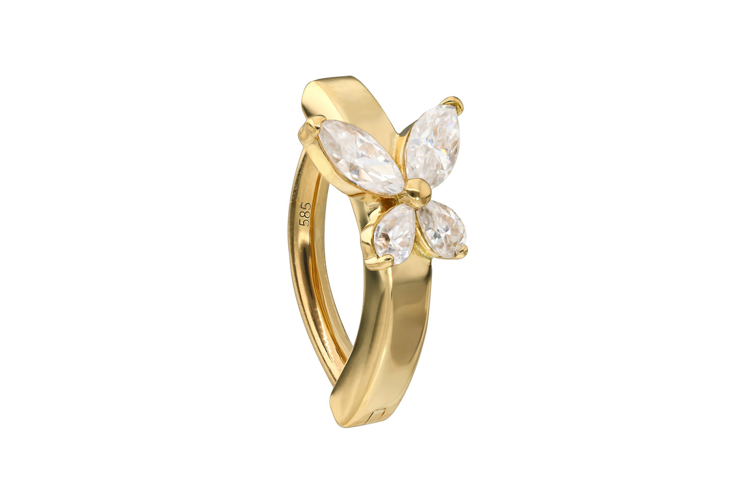 14/18 carat gold belly button clicker ARCH + MOISSANITE BUTTERFLY