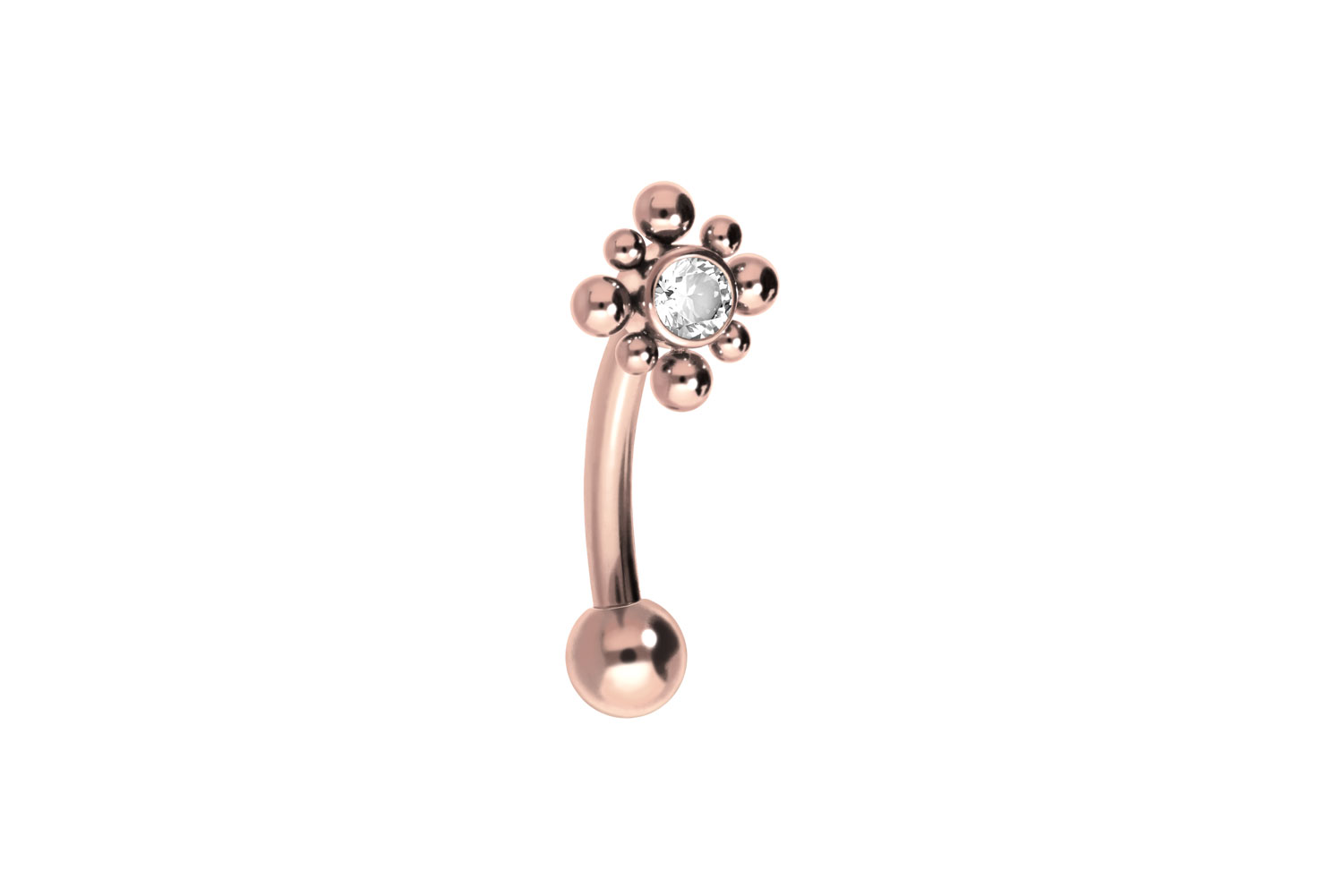 Titanium banana with push fit CRYSTAL + SPHERICAL SQUARE