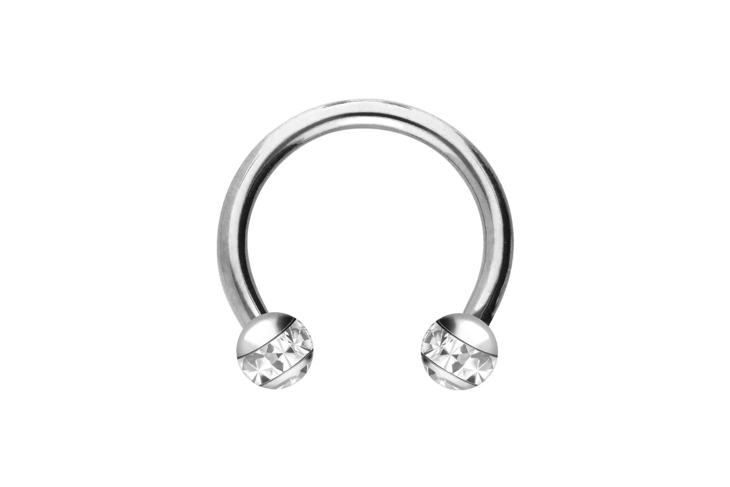 Titanium circular barbell EPOXY RING BALLS + CRYSTALS