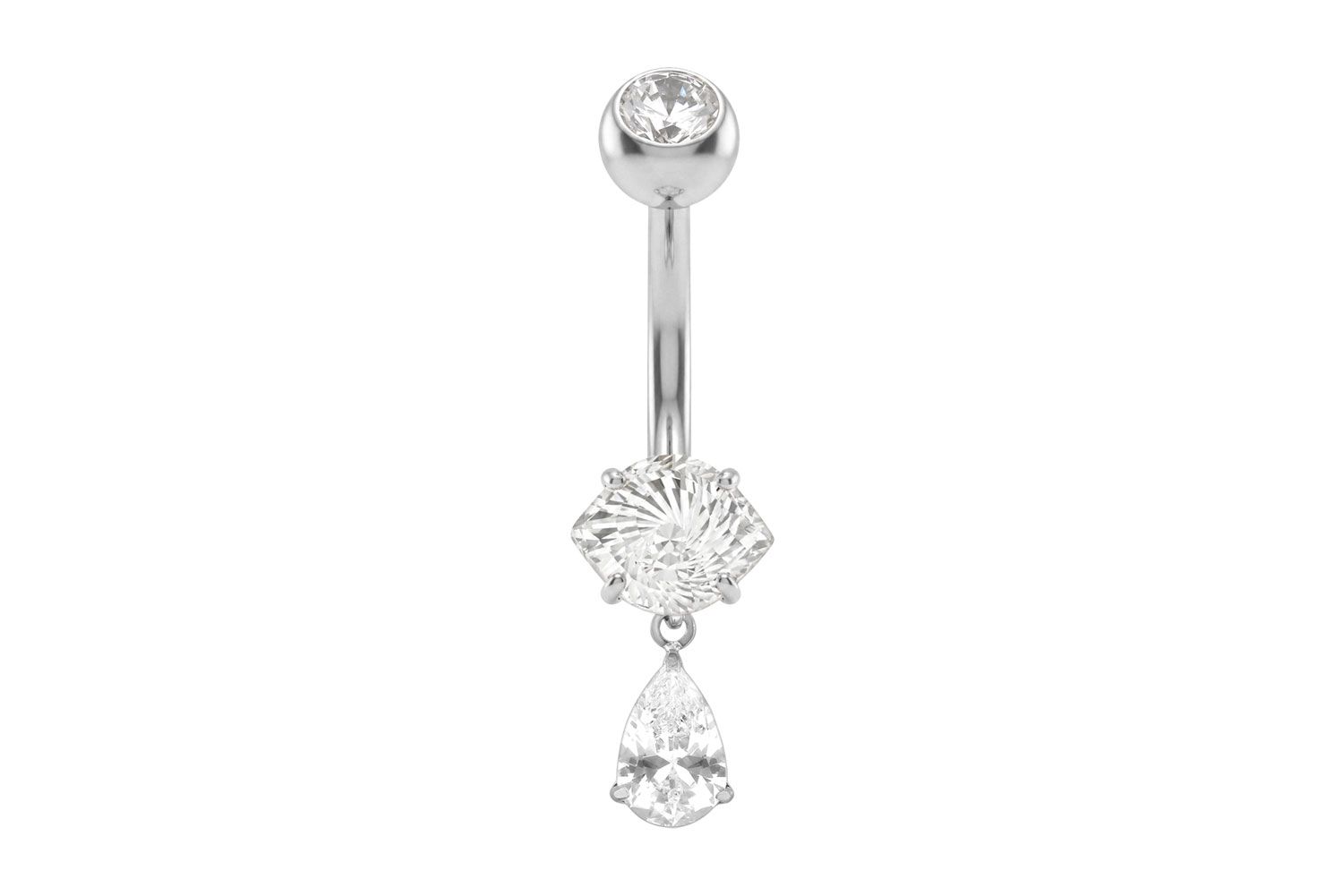 Titanium bananabell with internal thread CRYSTAL EYE + CRYSTALDROP