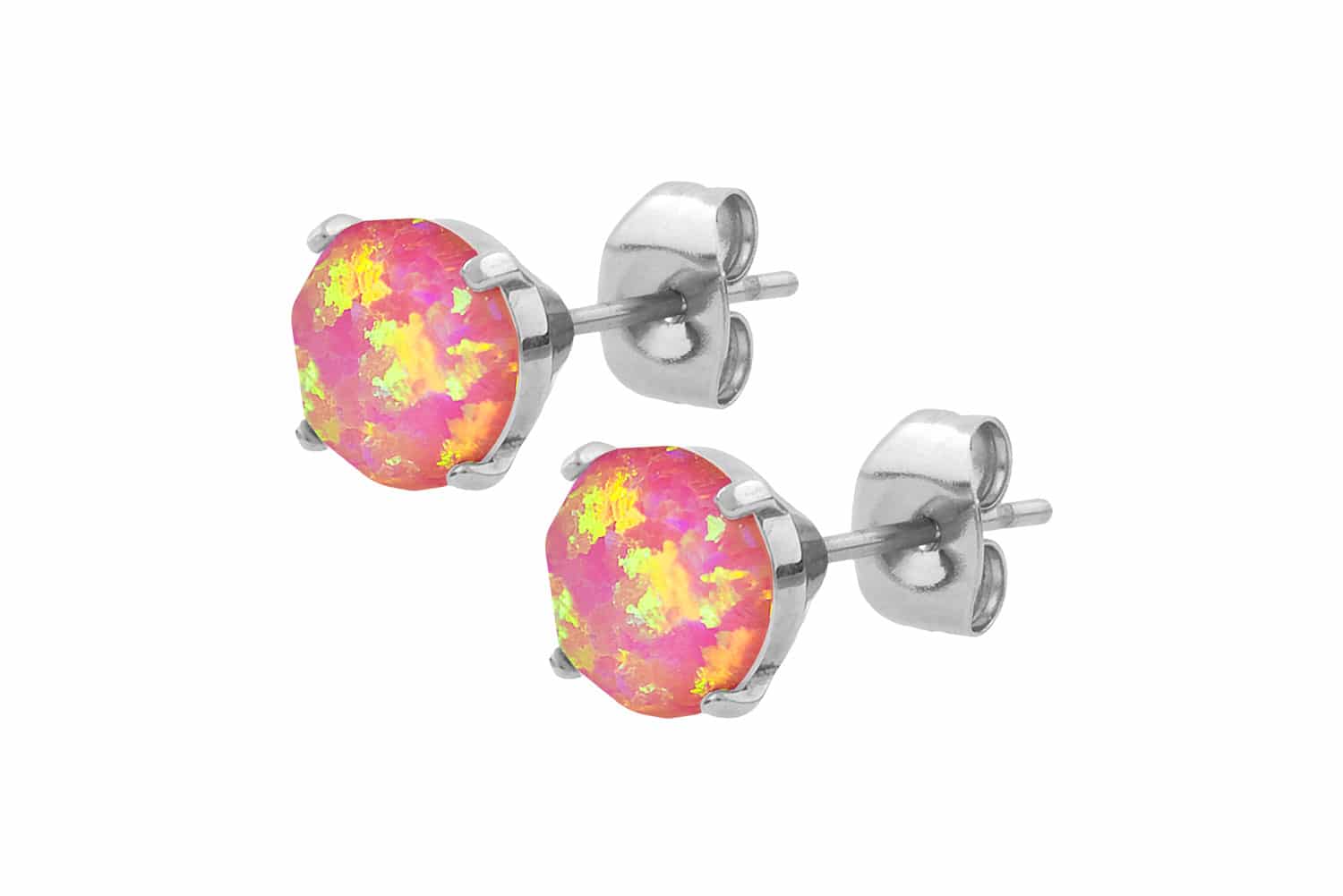 Surgical steel ear studs SYNTHETIC OPAL