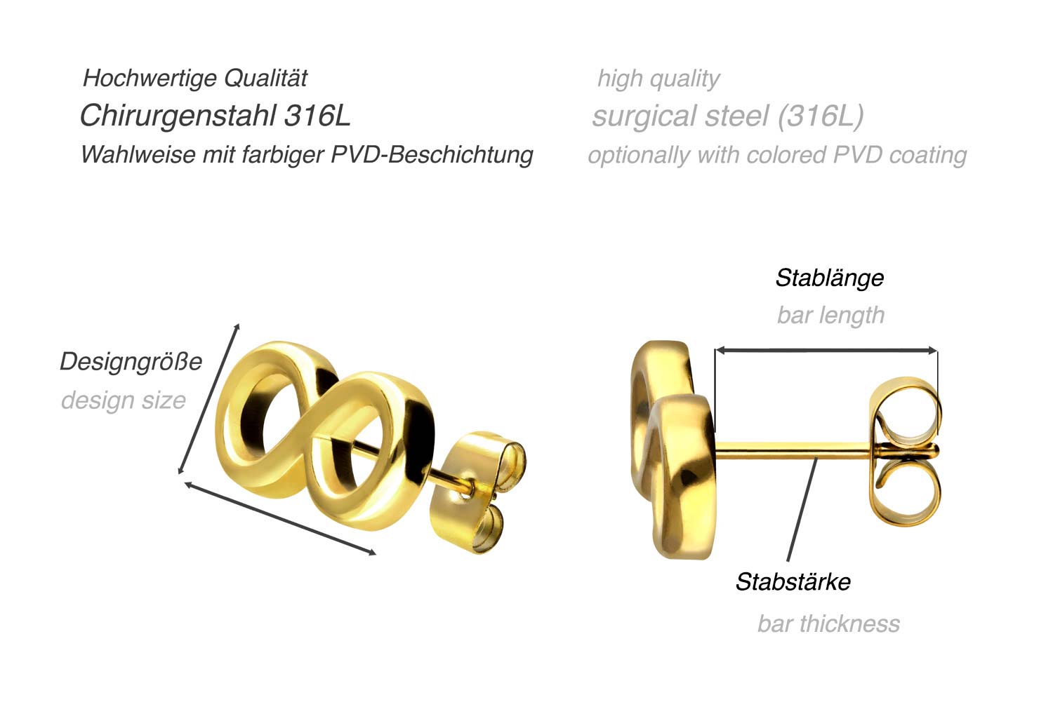 Chirurgenstahl Ohrstecker UNENDLICHKEIT ++SALE++