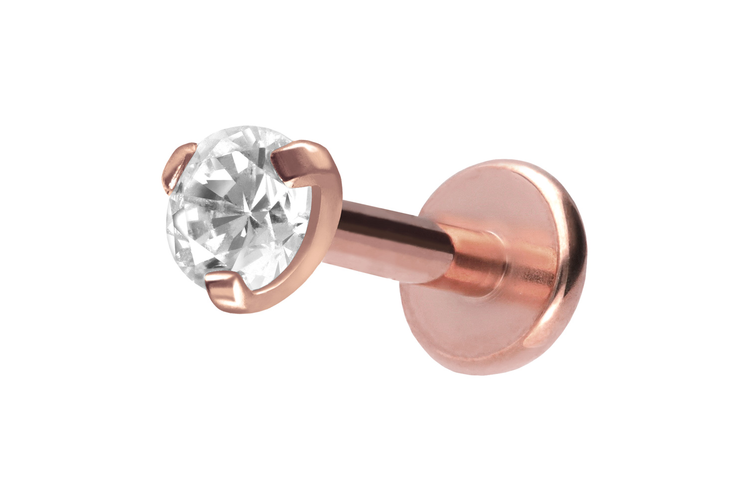 Titan Labret mit Innengewinde EINGEFASSTER KRISTALL