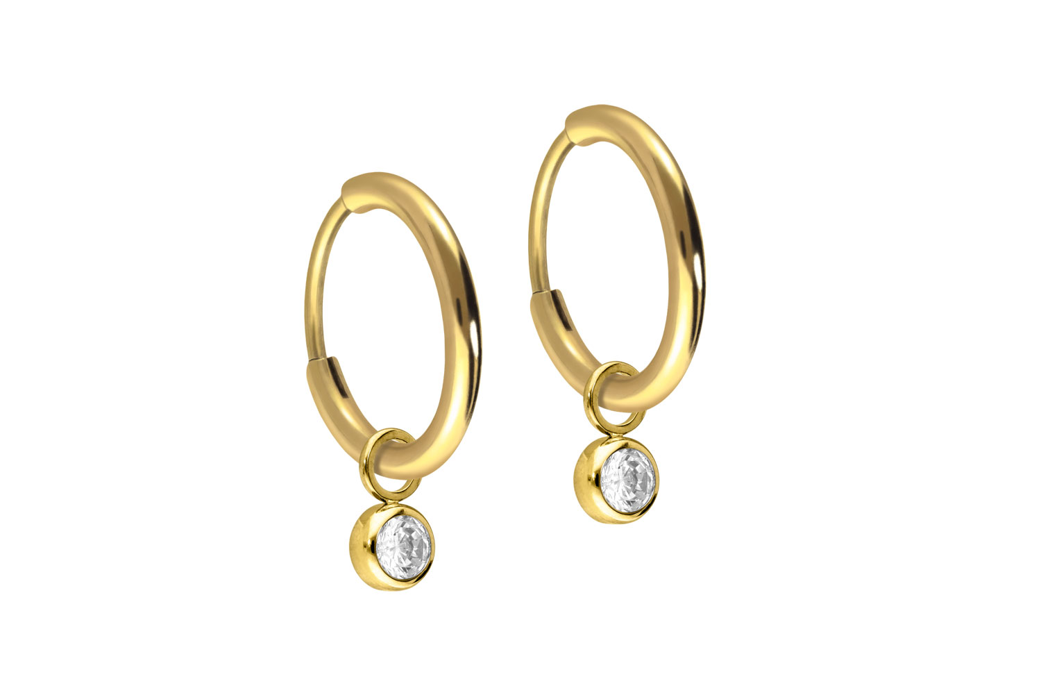 Titanium ear clicker creoles ROUND CRYSTAL