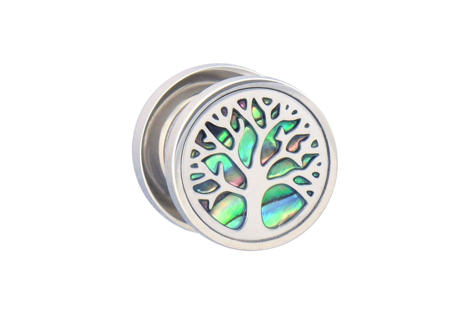 Surgical steel double flared tunnel TREE OF LIFE ++SALE++