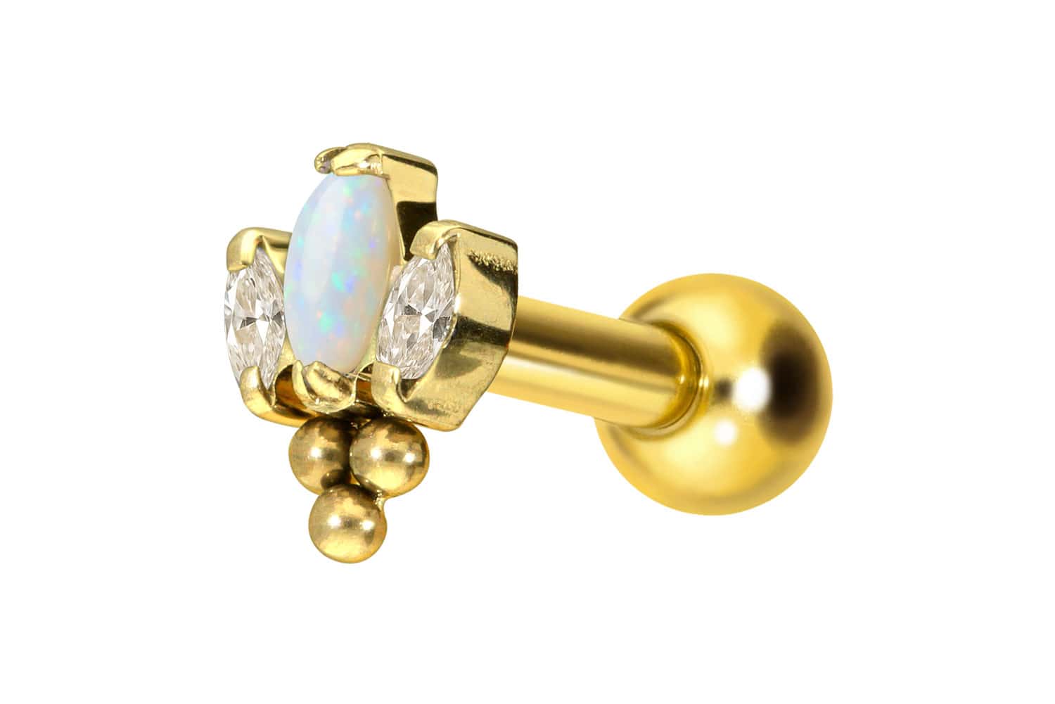 Titan Ohrpiercing mit Innengewinde LOTUSBLÜTE + 3 KUGELN