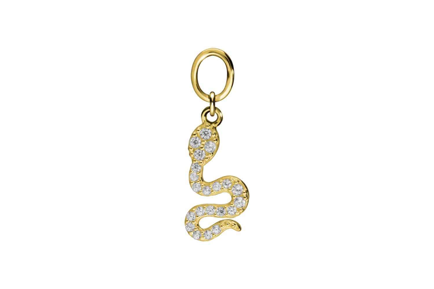 18 carat gold pendant for clickers CRYSTAL SNAKE