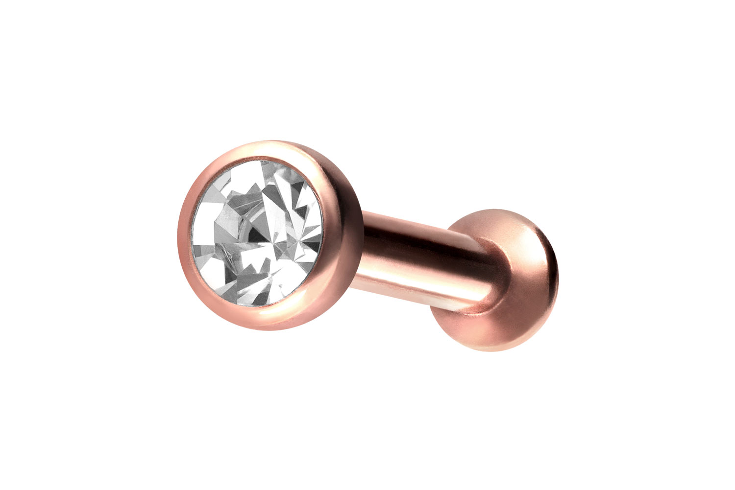 Titan Triple Piercing Mini Labret mit Push Fit FLAT-DISC + KRISTALL