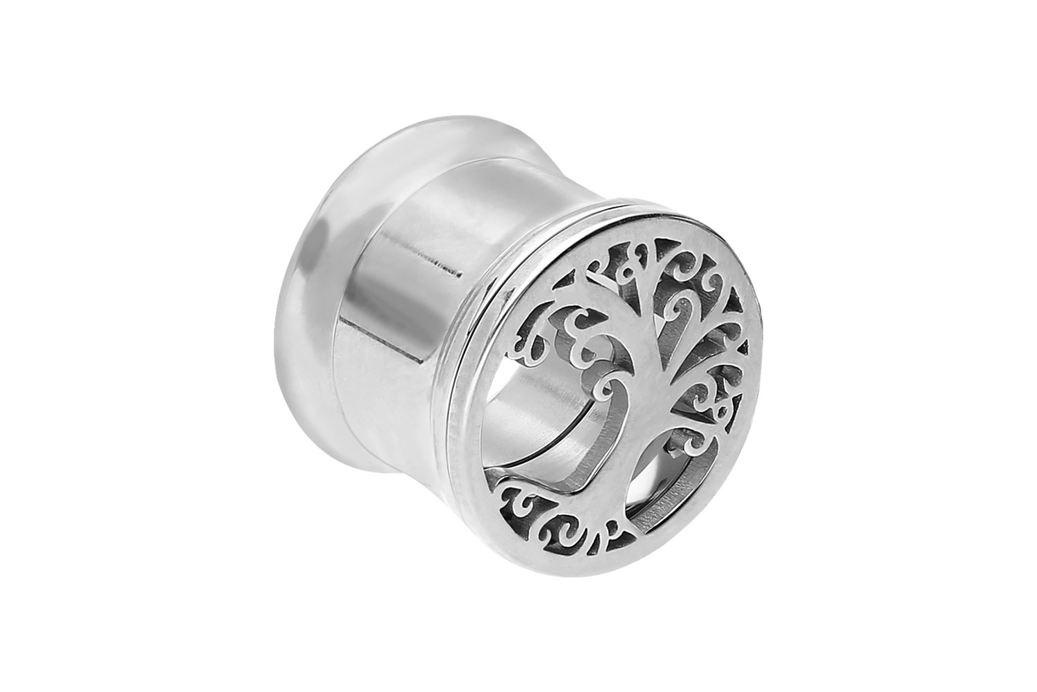 Surgical steel double flared tunnel TREE OF LIFE ++SALE++