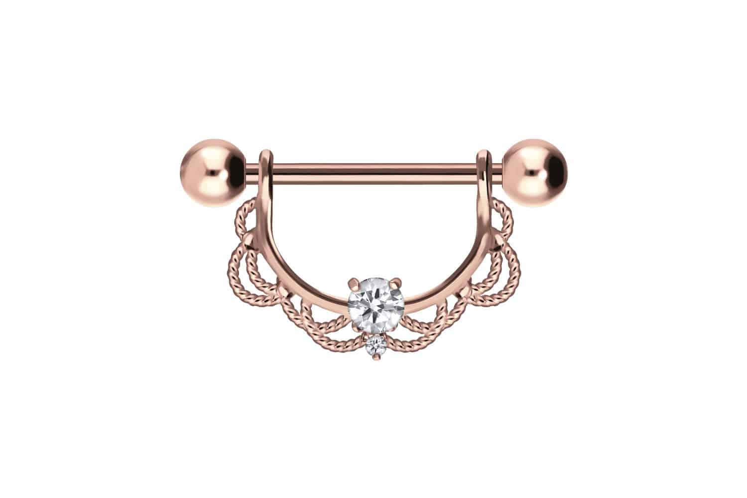 Chirurgenstahl Nippelpiercing ORIENTALISCHES DESIGN + KRISTALL