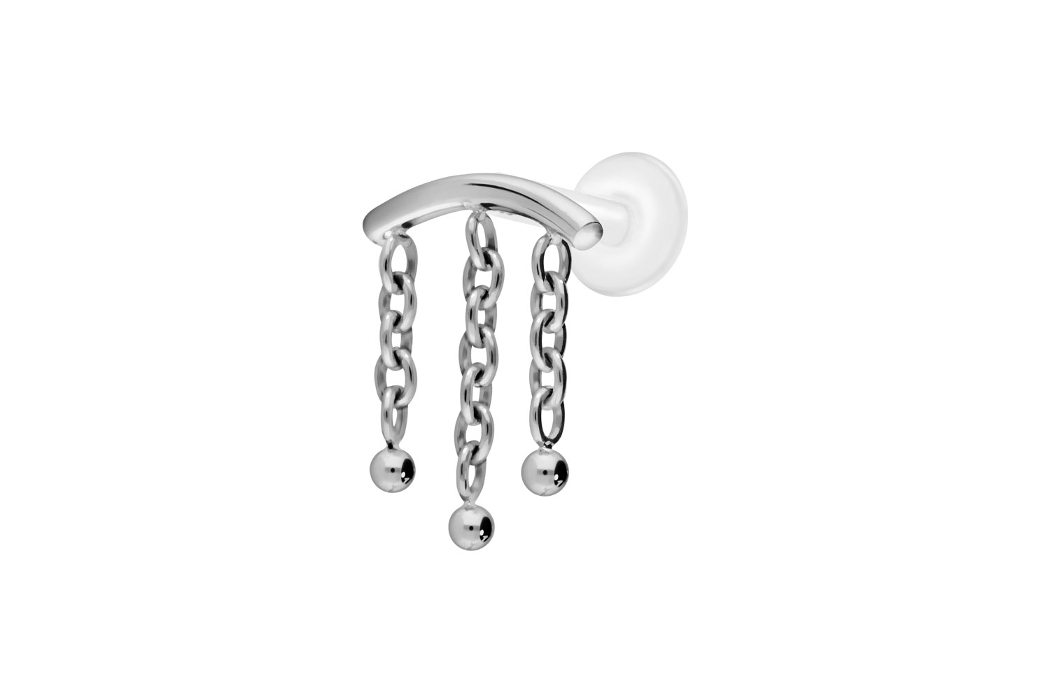 PTFE labret with internal thread + titanium attachment ARCH + 3 CHAINS