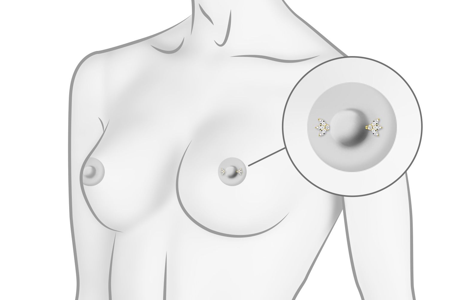 Titanium nipple piercing with internal thread LOTUS BLOSSOM
