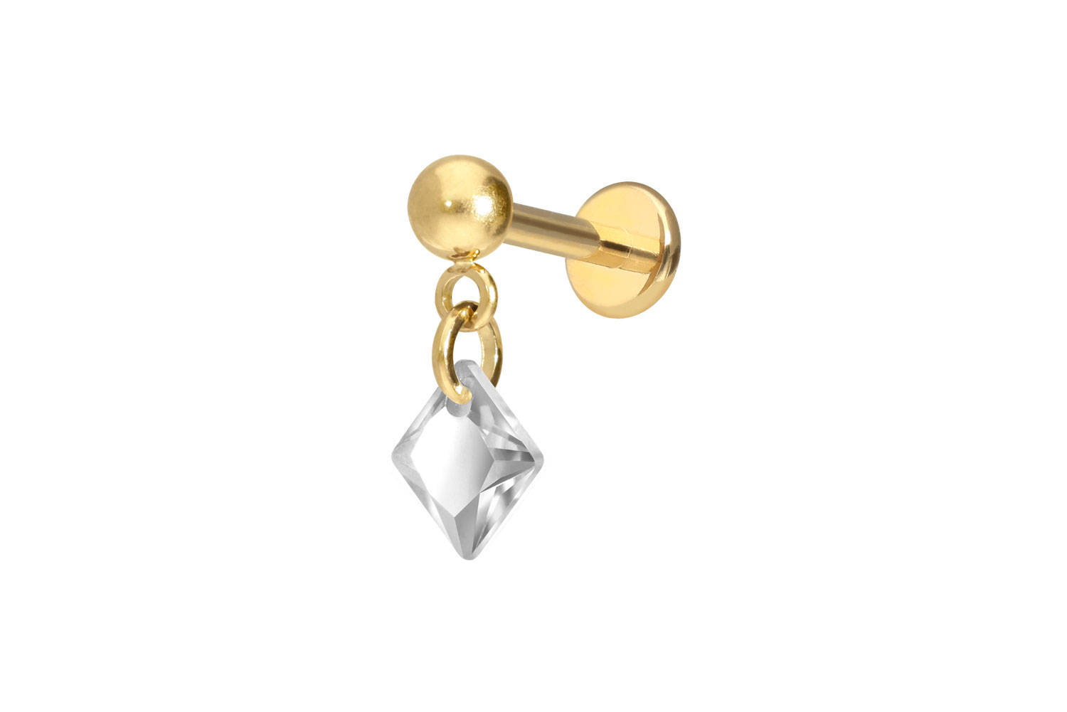 Premium titanium labret with internal thread CRYSTAL SQUARE