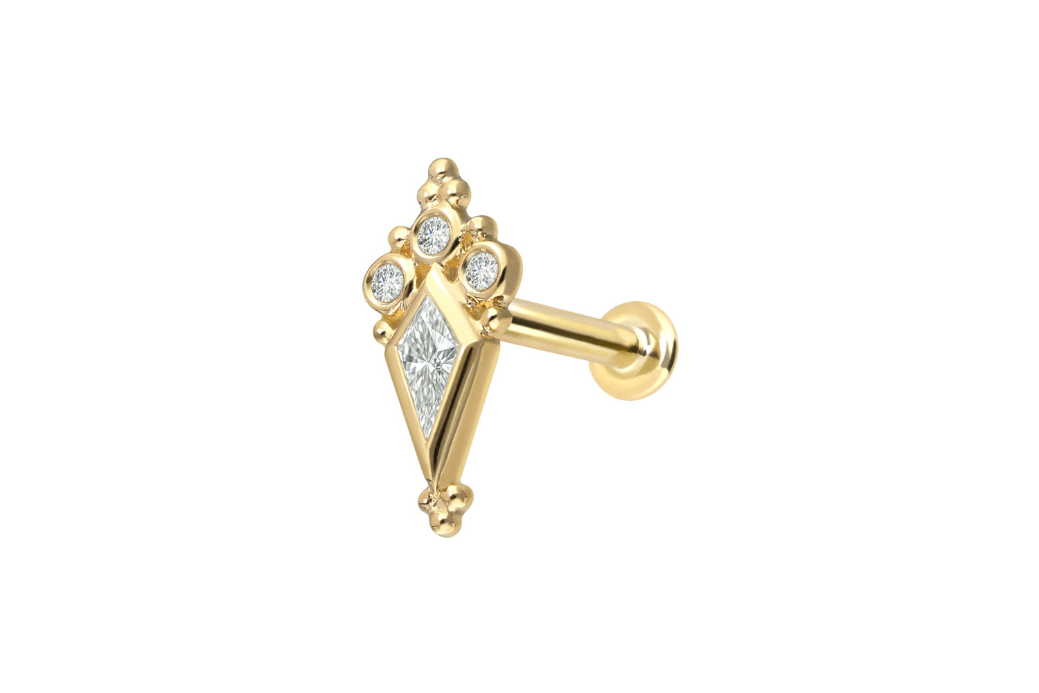 18 Karat Gold Labret mit Innengewinde DIAMANT-SCHILD