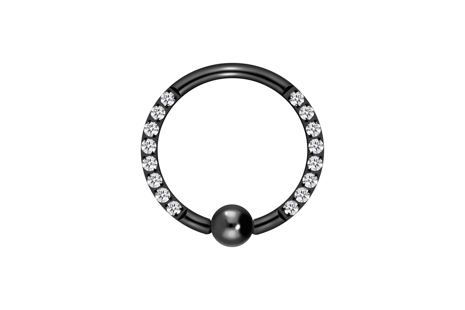 Titanium ball closure ring SETTED CRYSTALS