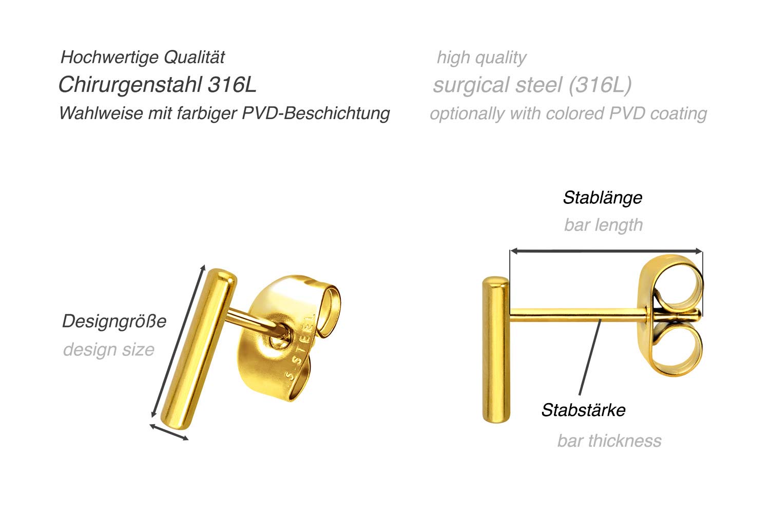 Chirurgenstahl Ohrstecker STAB