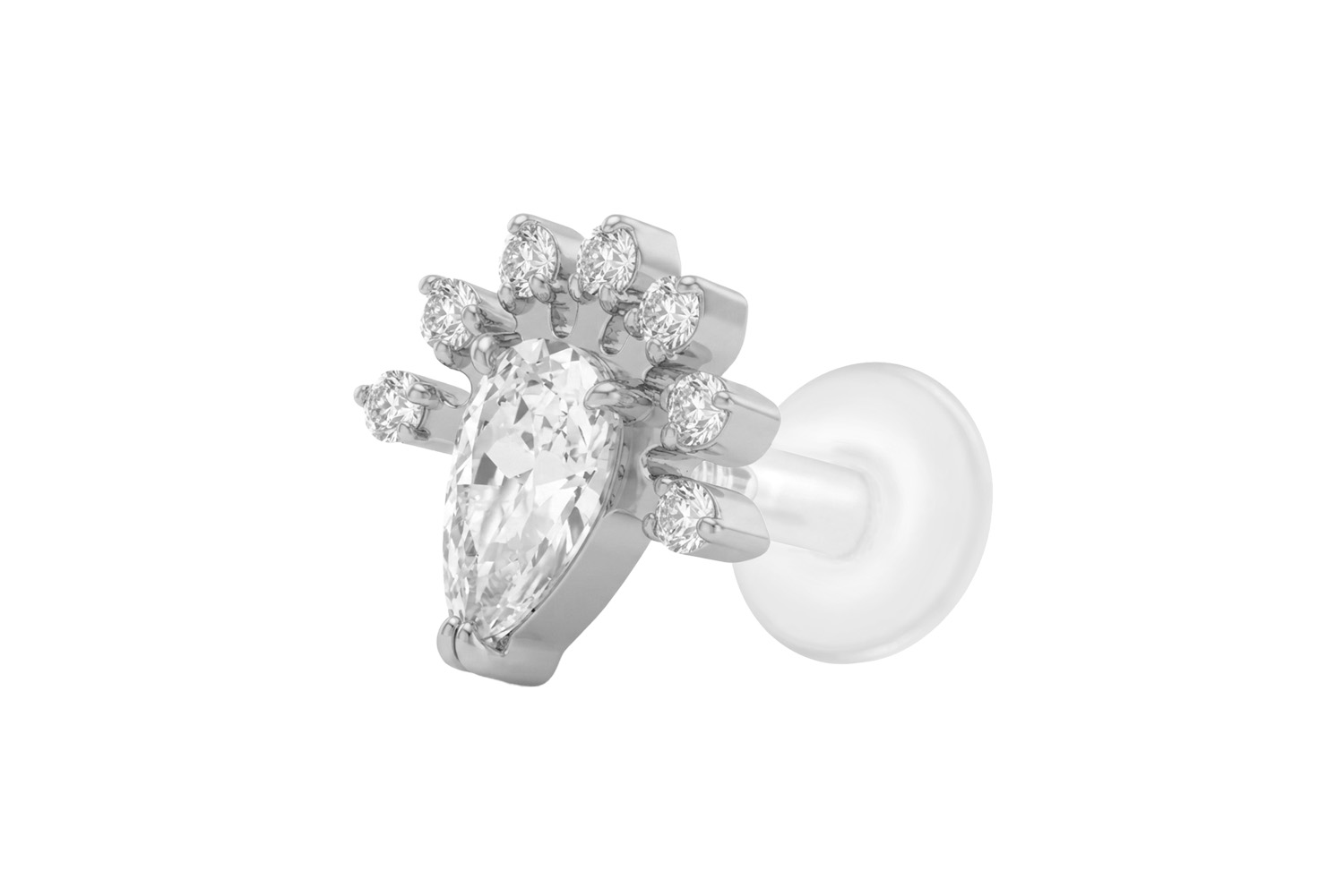 PTFE labret with internal thread + titanium attachment CRYSTAL DROP + CRYSTALS