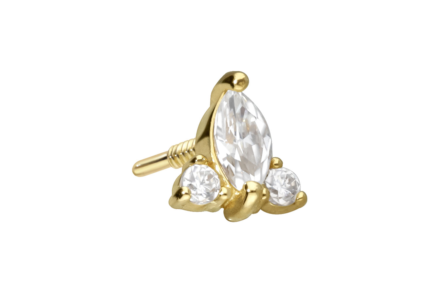 14 carat gold screw-in attachment with external thread MOISSANITE FLOWER