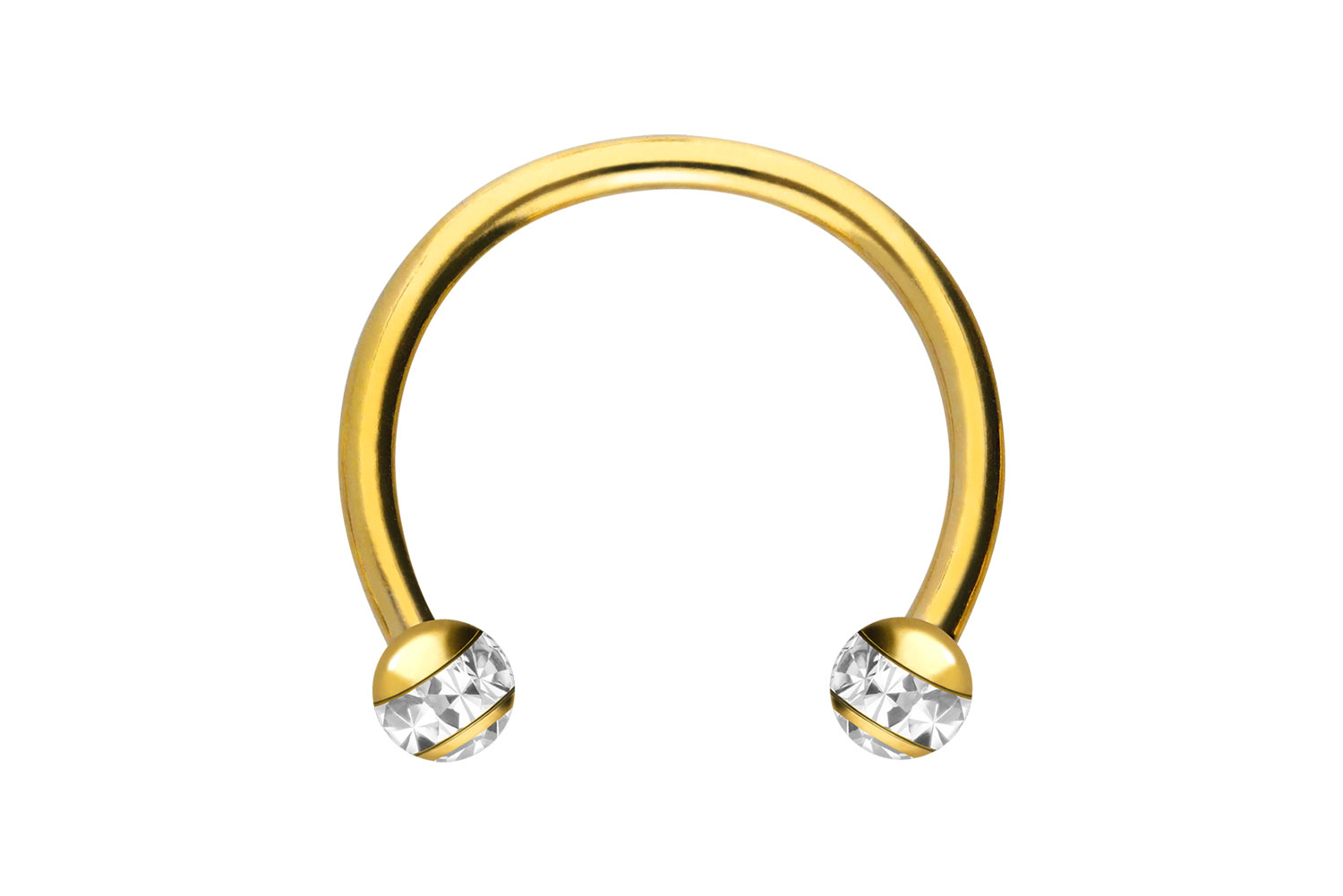 Surgical steel circular barbell EPOXY RING BALLS + CRYSTALS