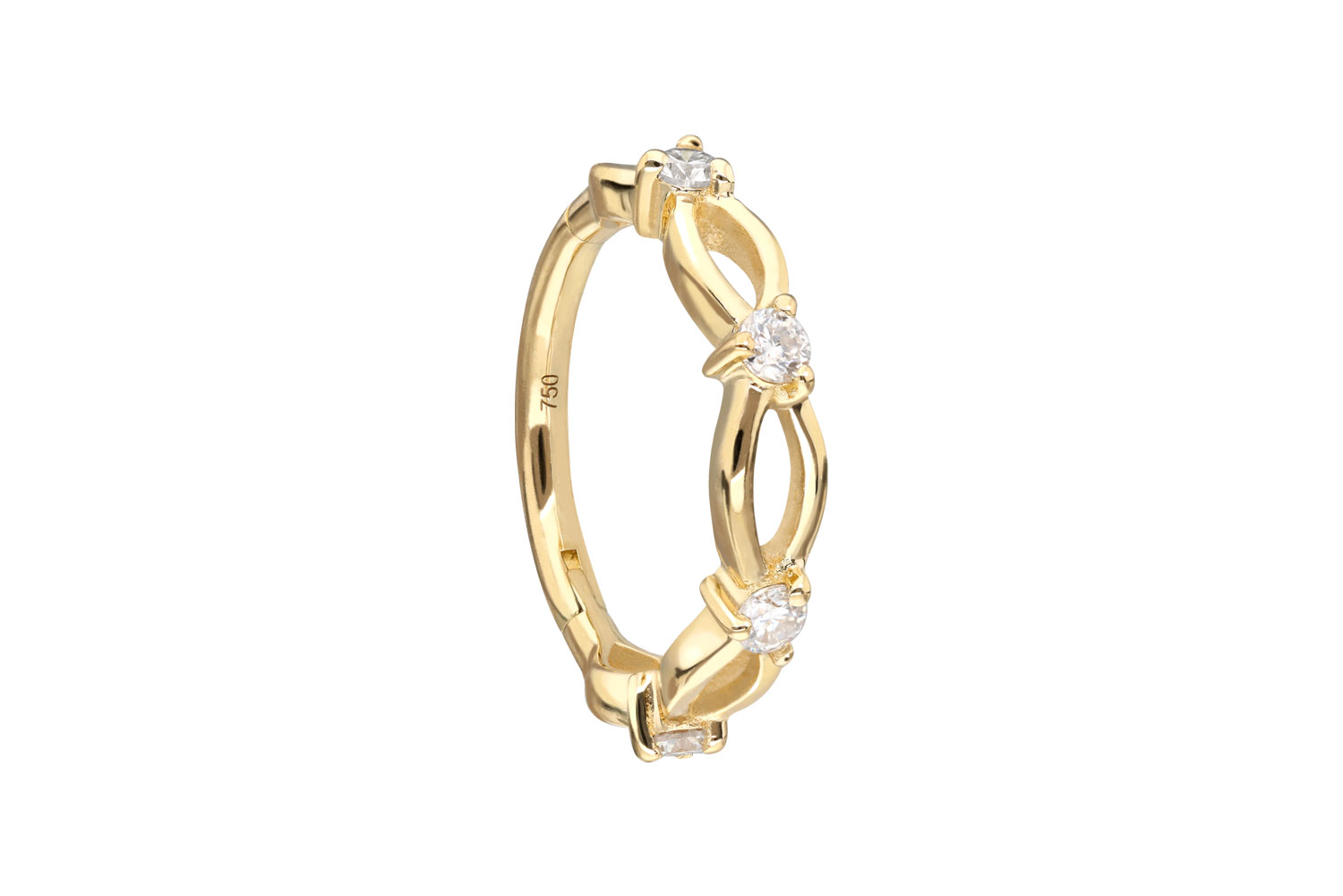 18 Karat Gold Segmentring Clicker MOISSANITE + DOPPELT GEDREHT