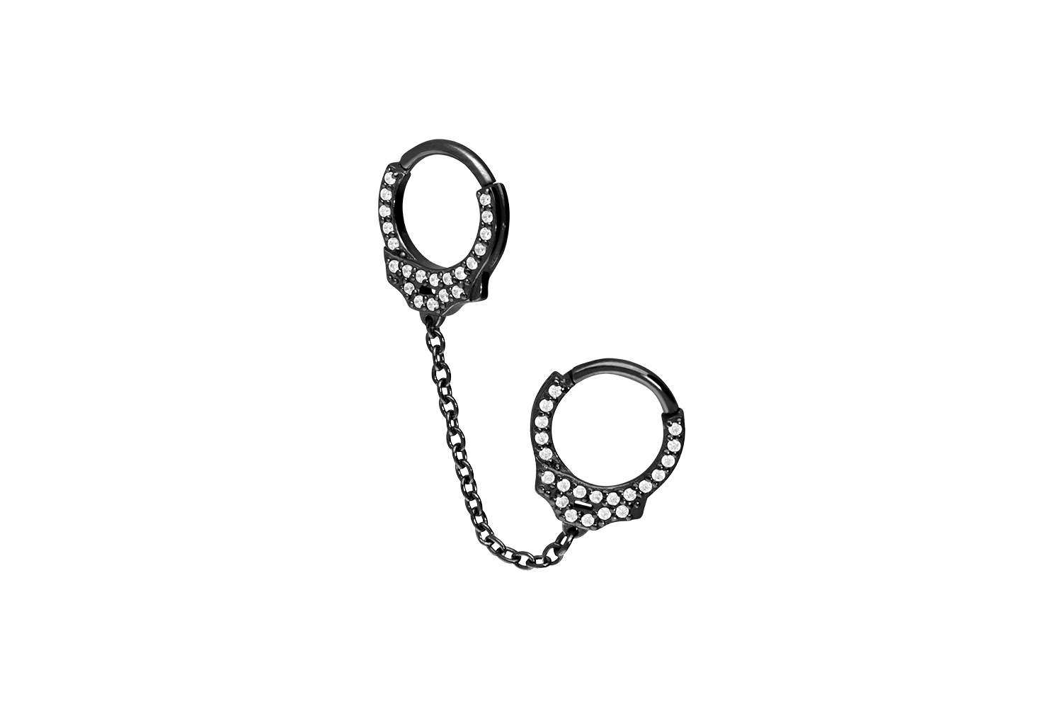 Surgical steel segment ring clicker CRYSTAL HANDCUFFS Surgical steel segment ring clicker CRYSTAL HANDCUFFS