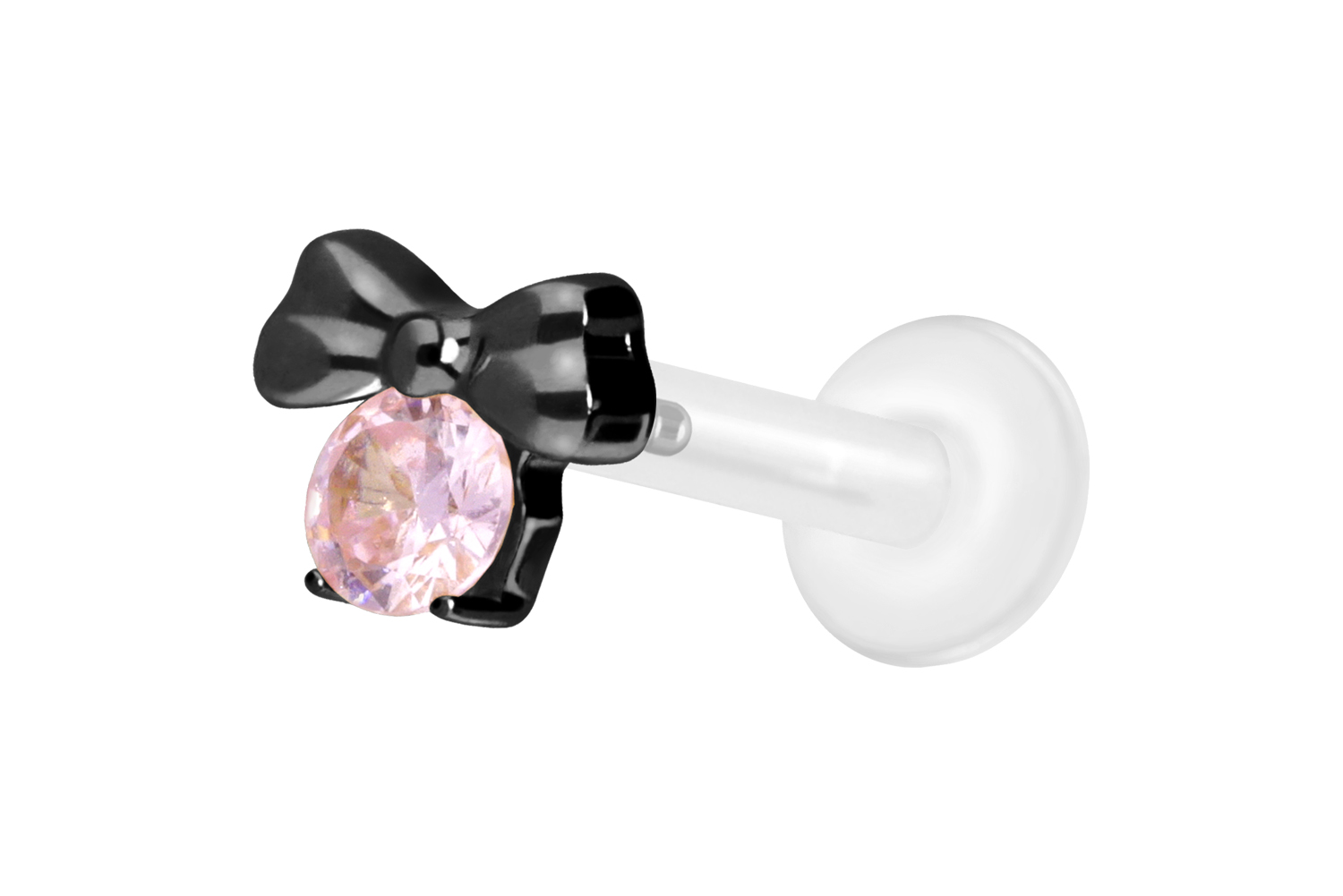 PTFE Labret mit Innengewinde + Titan-Aufsatz SCHLEIFE + KRISTALL