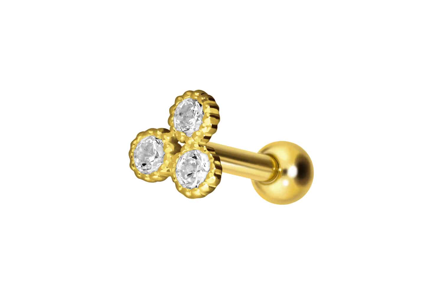 18 Karat Gold Ohrpiercing 3 KRISTALLE