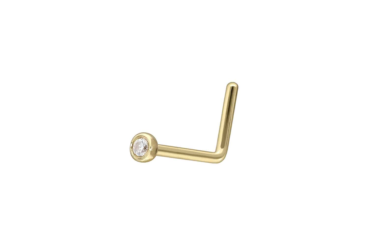 14/18 Karat Gold Nasenstecker L-Form EINGEFASSTER MOISSANIT