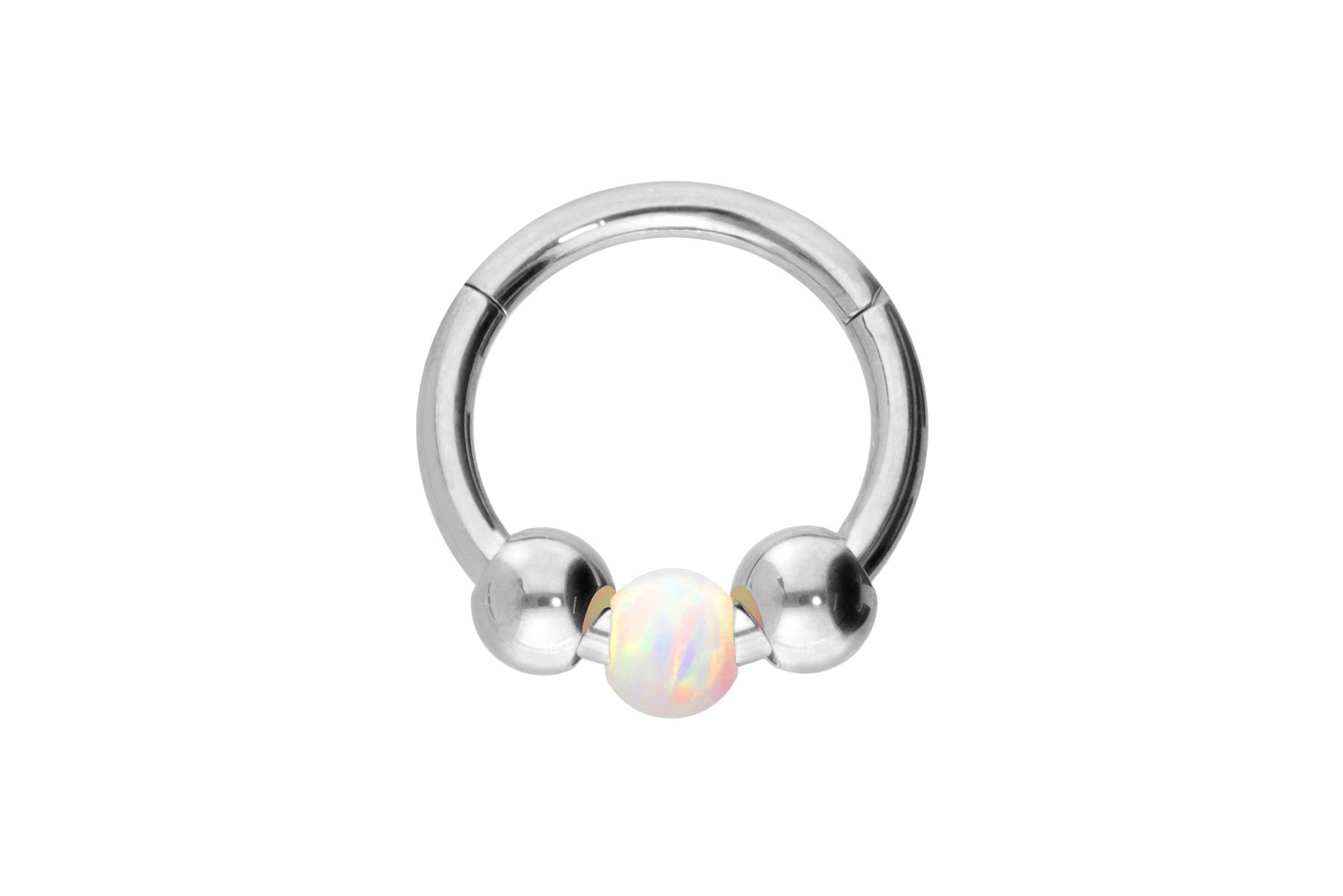 Titanium segment ring clicker SYNTHETIC OPAL BALL