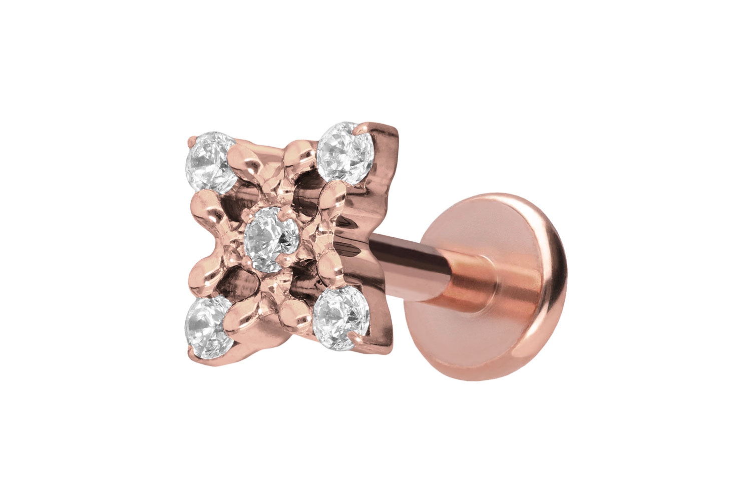 Titanium labret with push fit CRYSTAL FLOWER