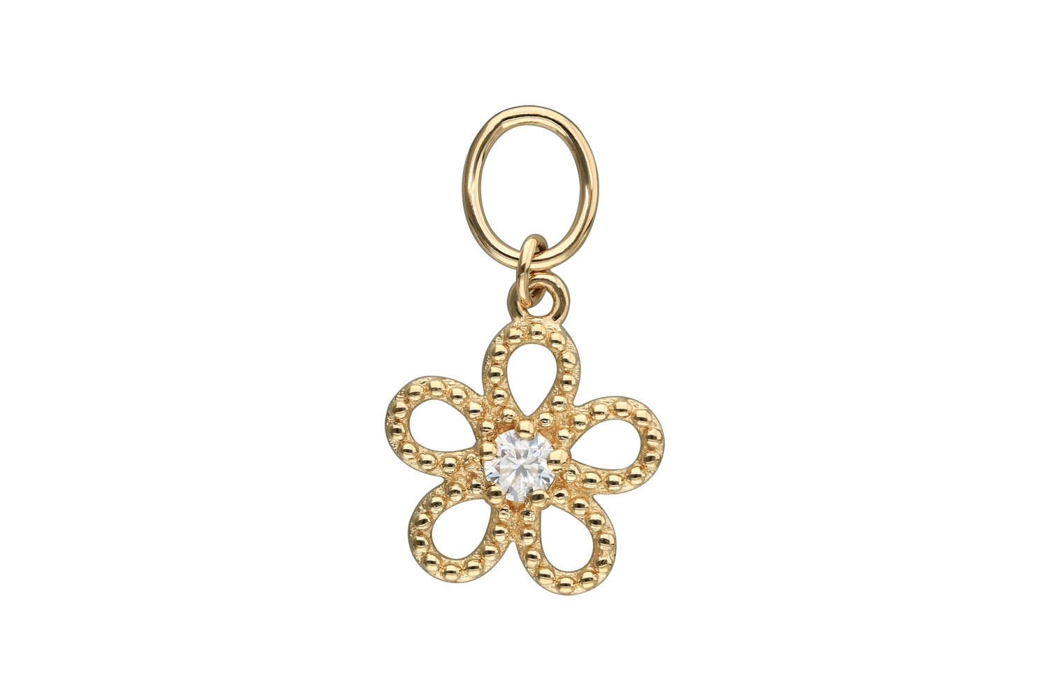 18 carat gold pendant for clickers MOISSANITE + FLOWER