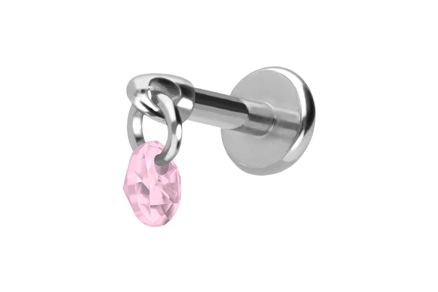 Titanium labret with push fit ROUND CRYSTAL