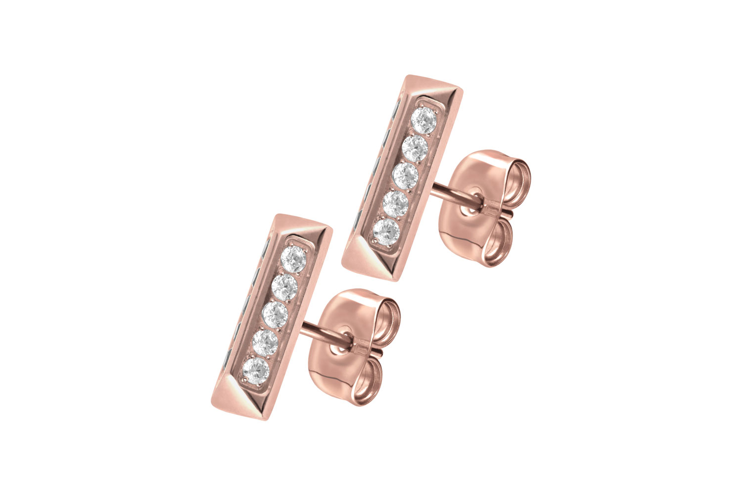 Titanium ear studs PYRAMID + SETTED CRYSTALS