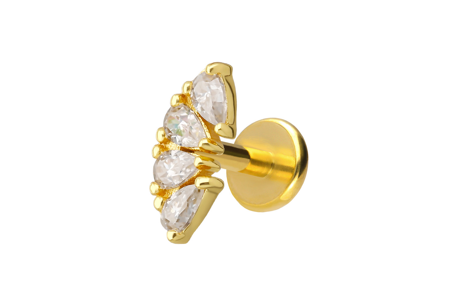 Titan Labret mit Innengewinde + 925er Silber Aufsatz MOISSANIT-BOGEN