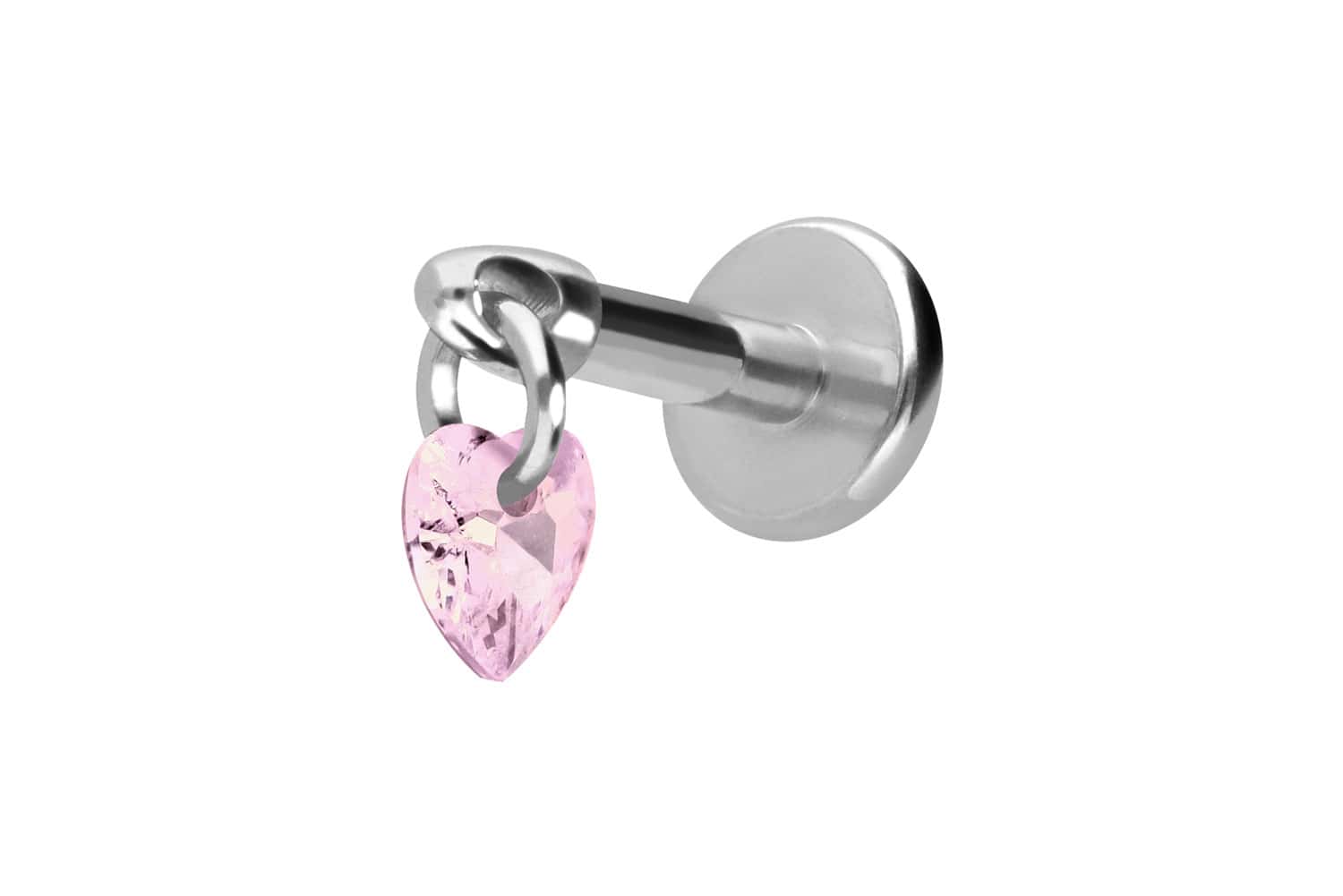 Titanium labret with internal thread CRYSTAL HEART