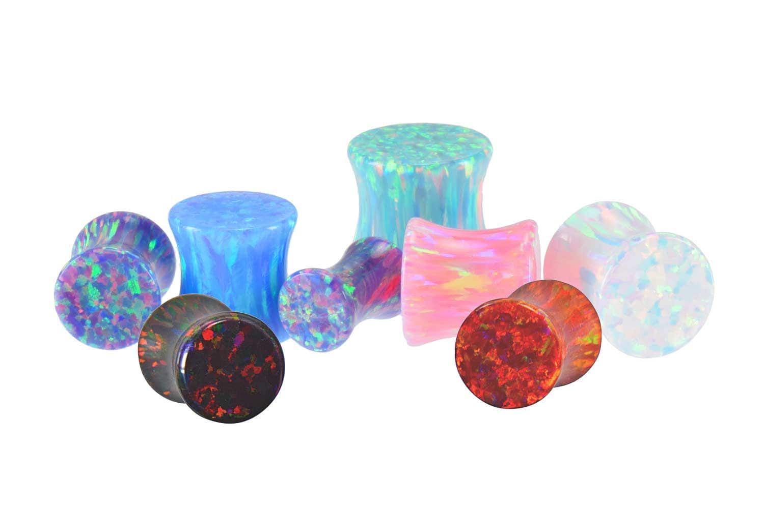 Synthetic opal double flared plug