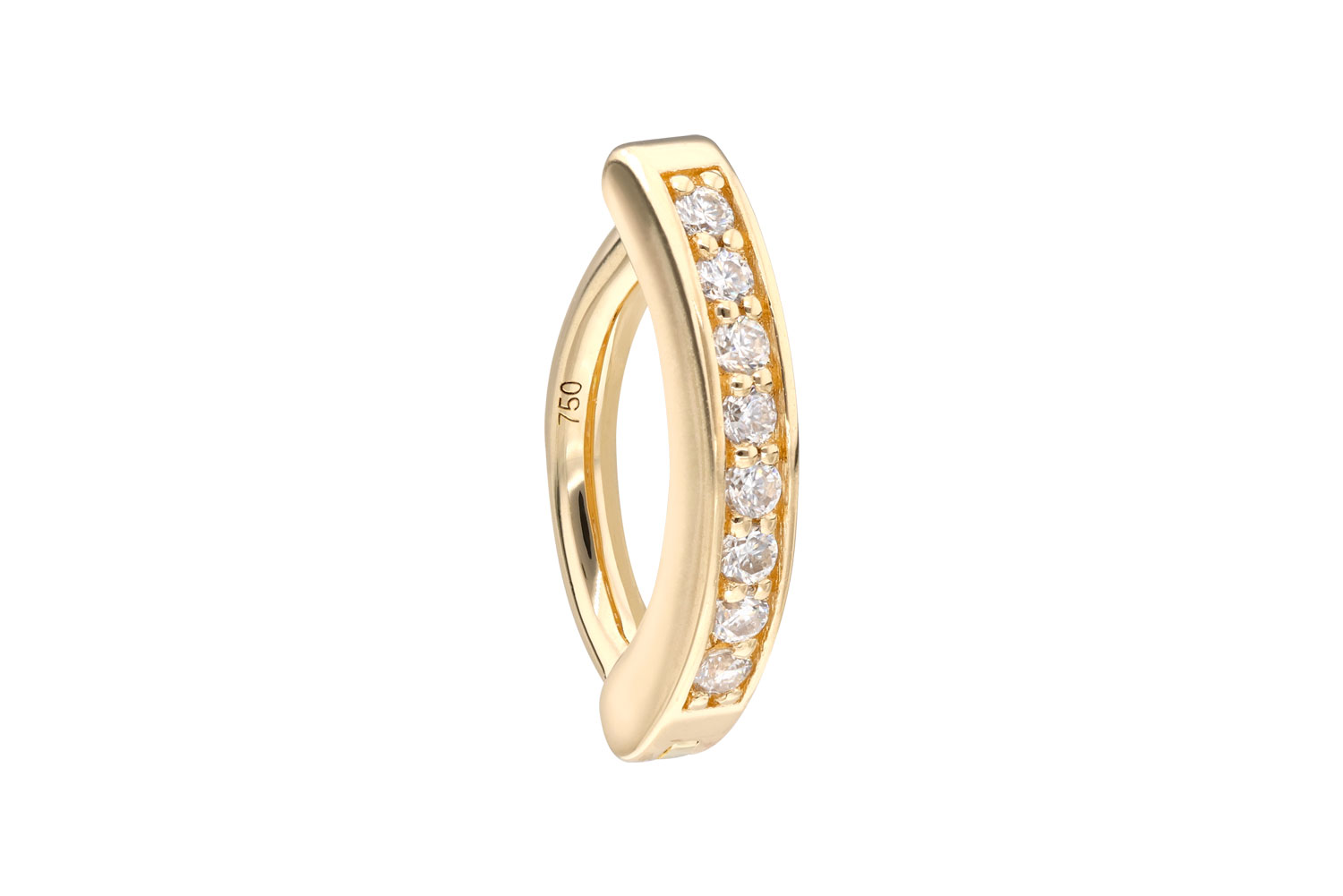 14/18 carat gold belly button clicker ARCH + SET MOISSANITES