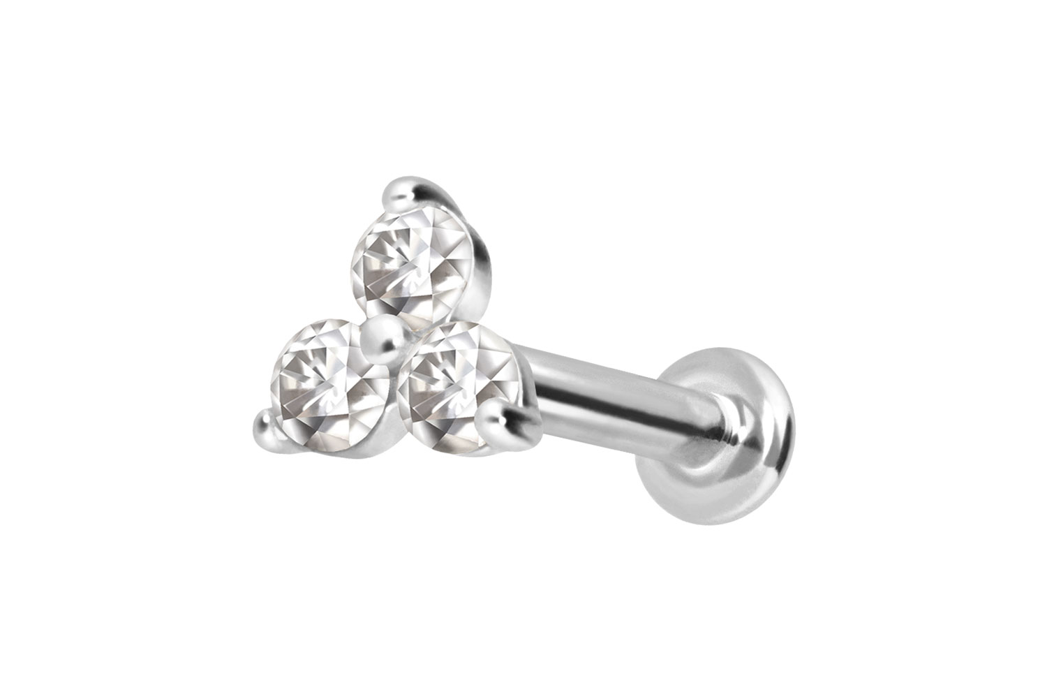 14 Karat Gold Labret mit Innengewinde MOISSANIT-BLUME