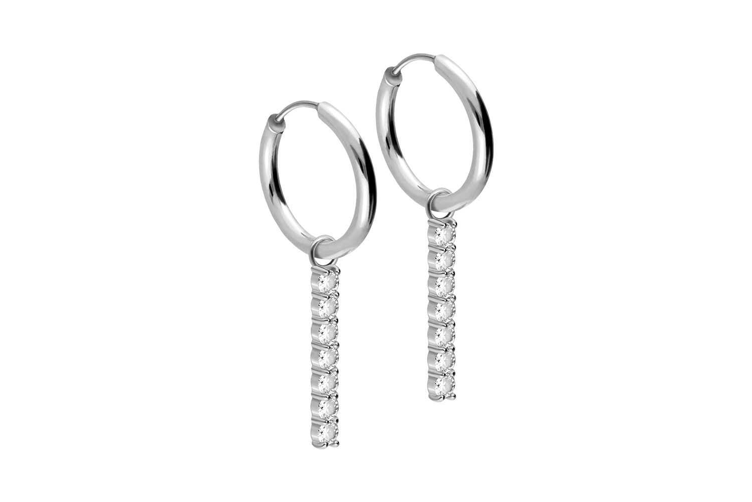 Surgical steel ear clicker creoles CRYSTAL BAR