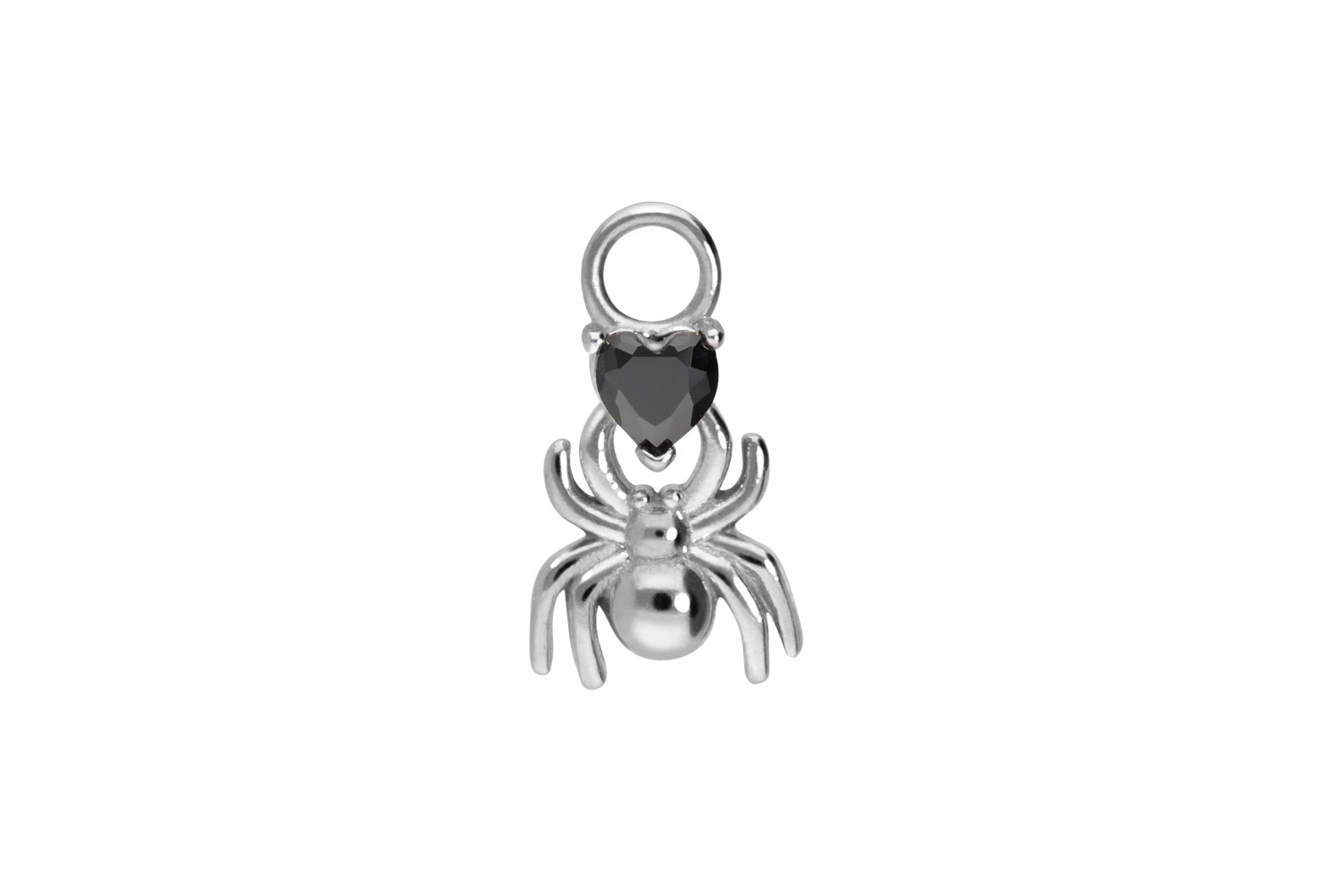 Surgical steel pendant for clickers SPIDER + CRYSTAL HEART