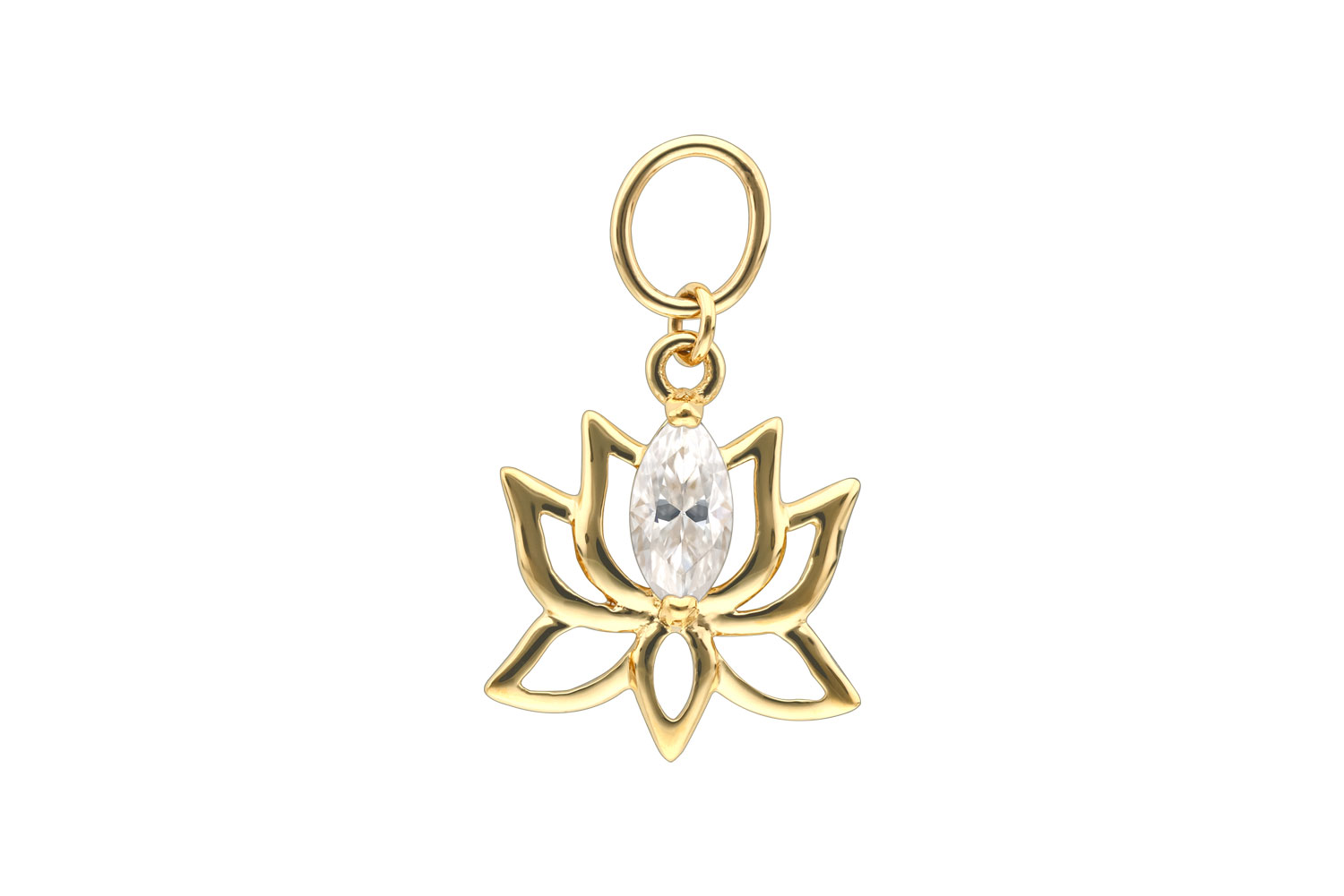 18 Karat Gold Anhänger für Clicker MOISSANIT + LOTUSBLÜTE