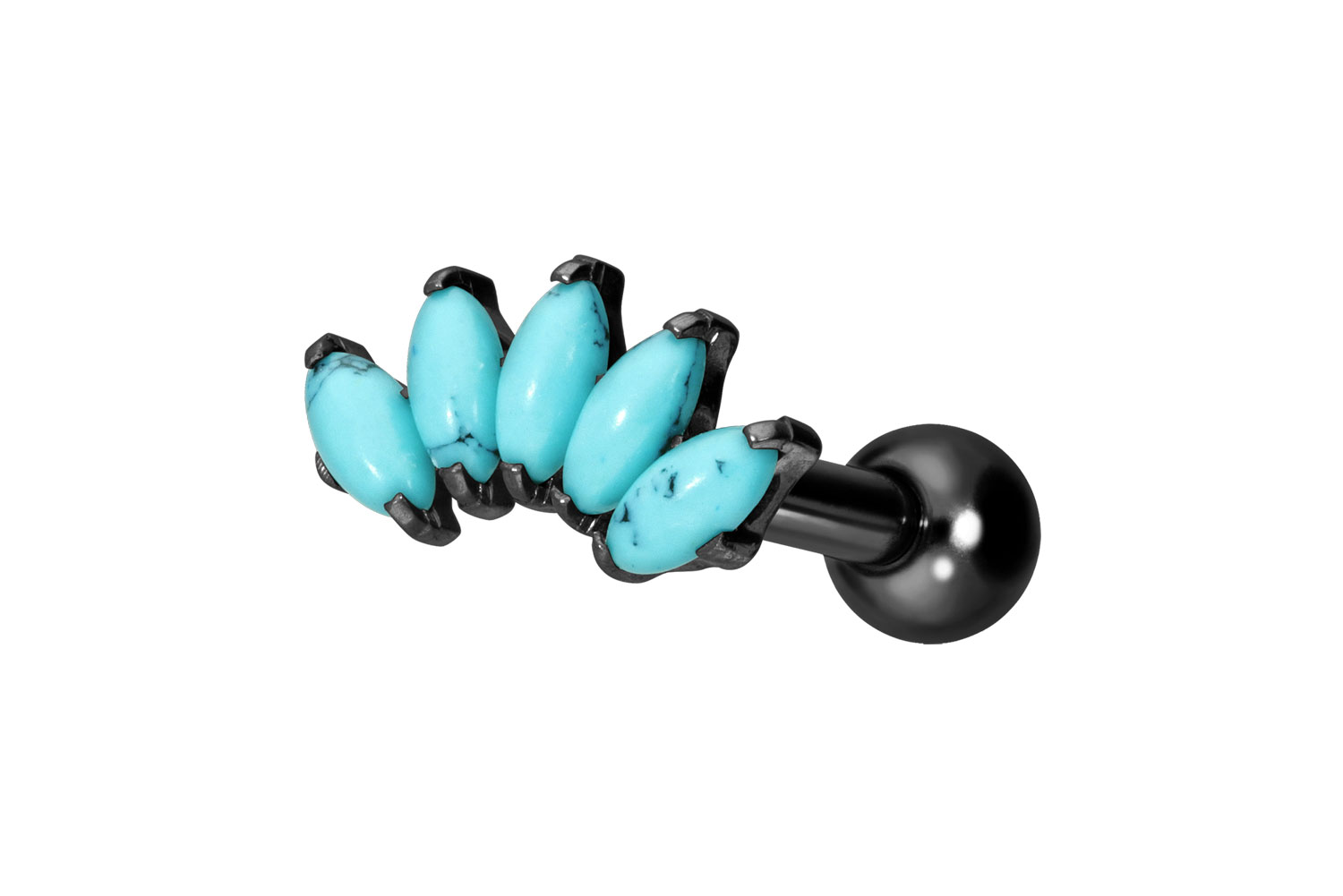 Titanium ear piercing with internal thread ARCH + SYNTHETIC TURQUOISES