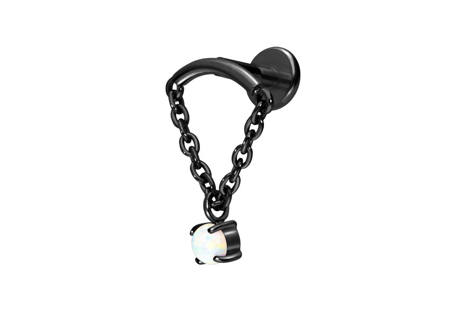 Titanium labret with internal thread ARCH + CHAIN + SYNTHETIC OPAL