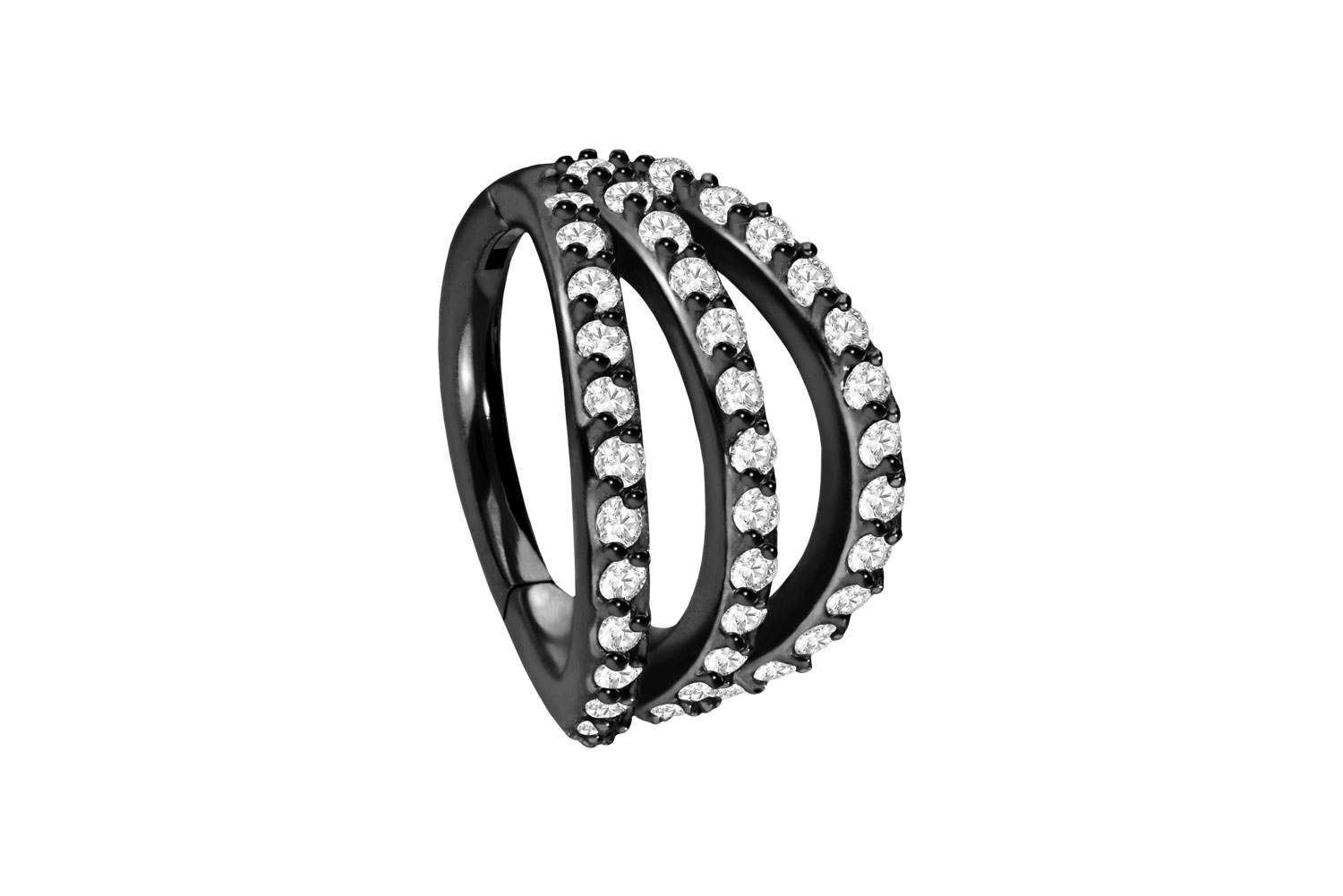 Surgical steel segment ring clicker 3 RINGS + SETTED CRYSTALS