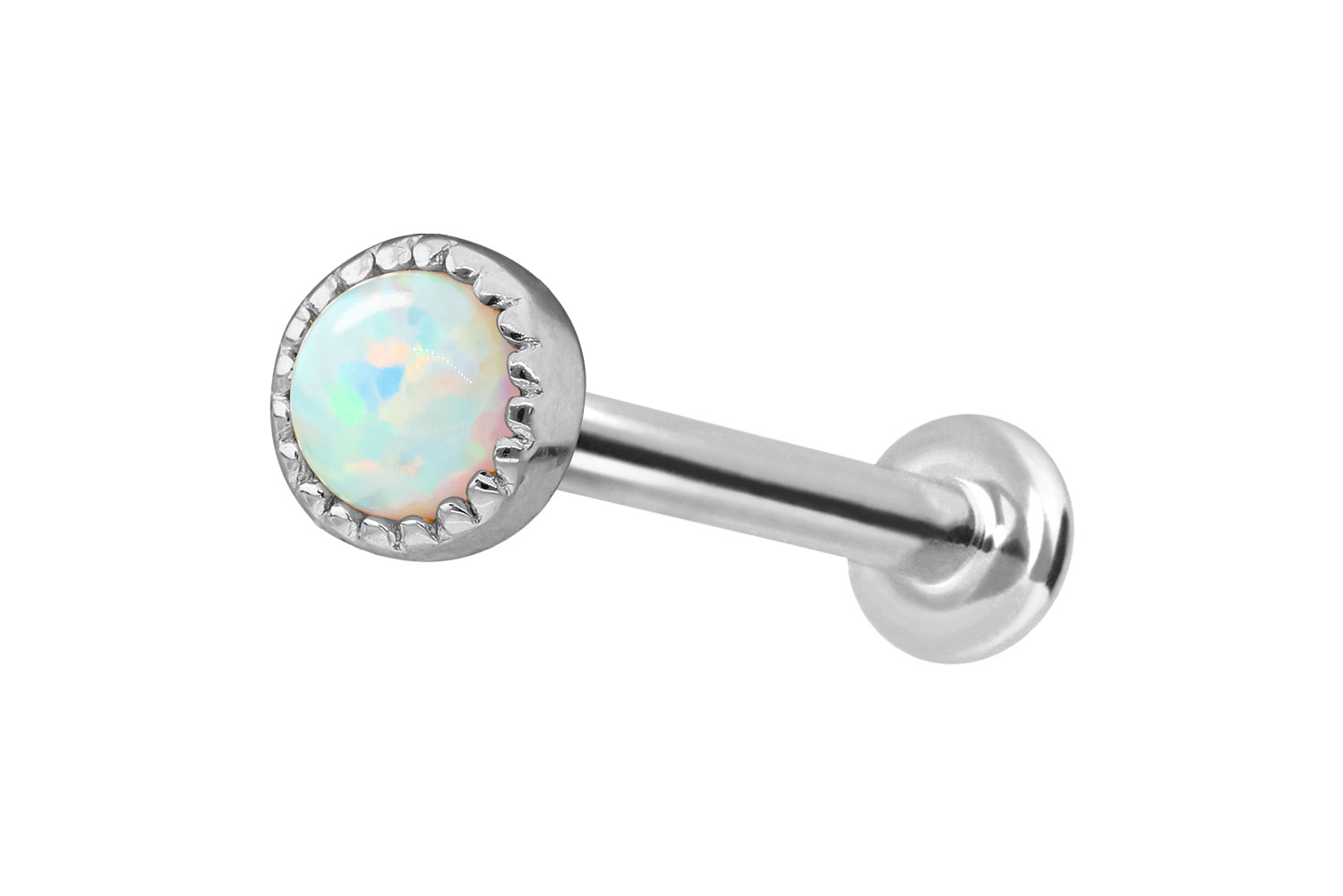 14 carat labret with internal thread SYNTHETISCHER OPAL
