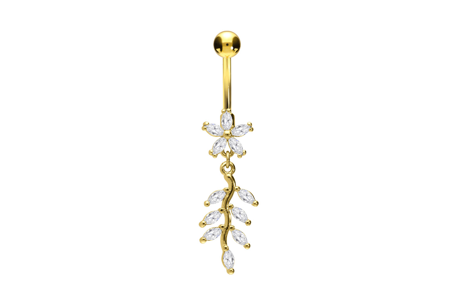 Surgical steel bananabell CRYSTAL FLOWER + CRYSTAL TENDRIL